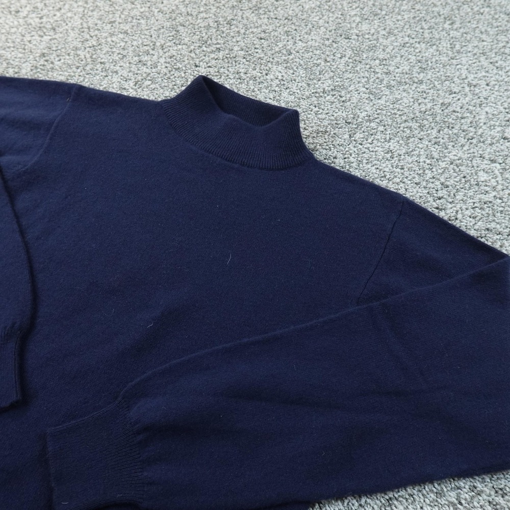 Cashmere Sweater Mens M Blue‎ Mock Neck Knit Pullover Sweatshirt Soft Warm Cozy